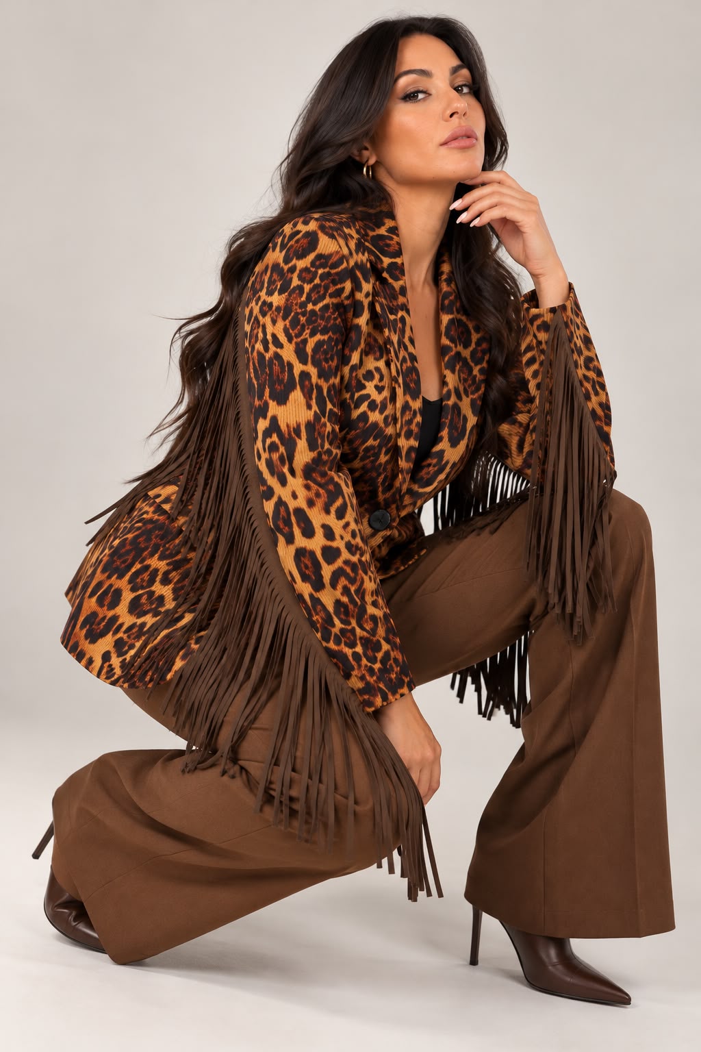 Giacca Animalier Con Frange