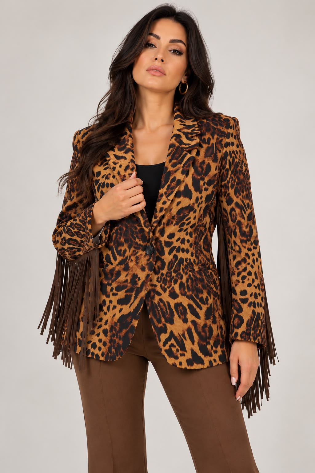 Giacca Animalier Con Frange