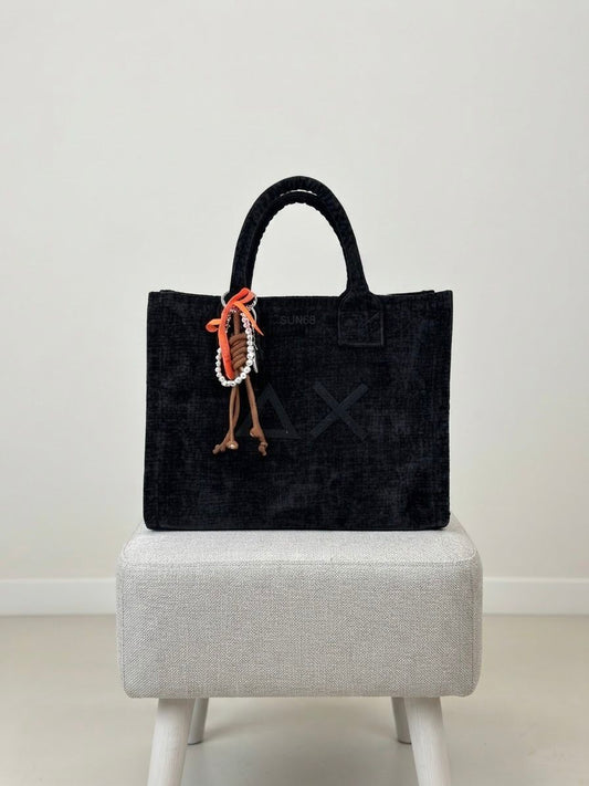 SUN68 Bag media in velluto nero