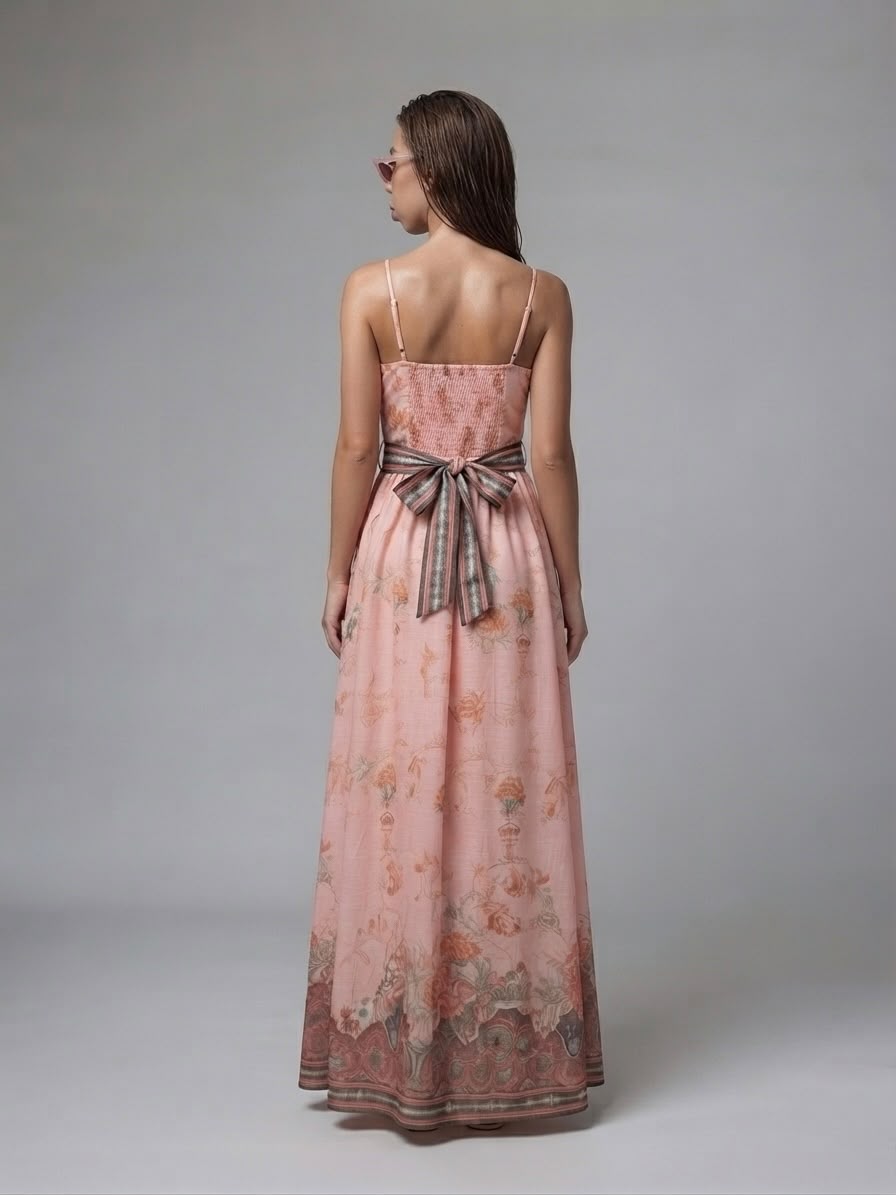 Vestito Rosa Con Fiori