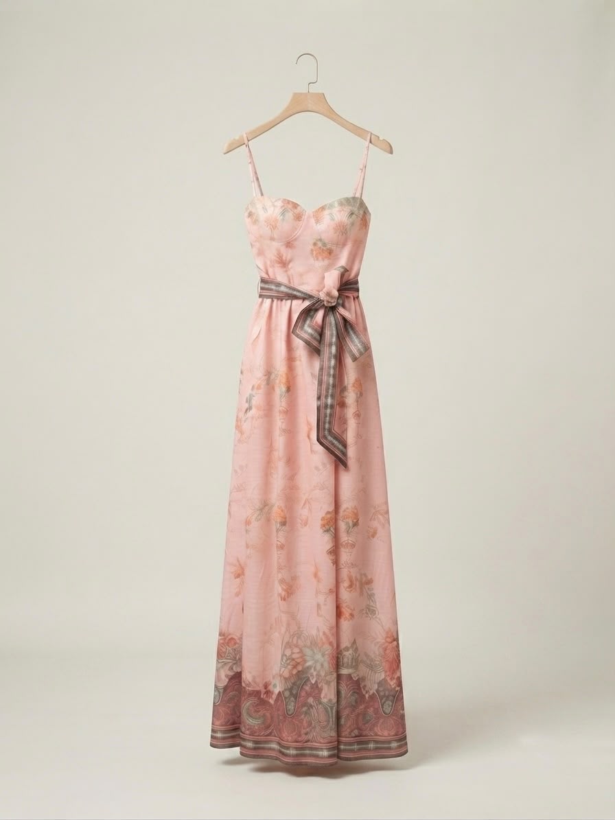 Vestito Rosa Con Fiori