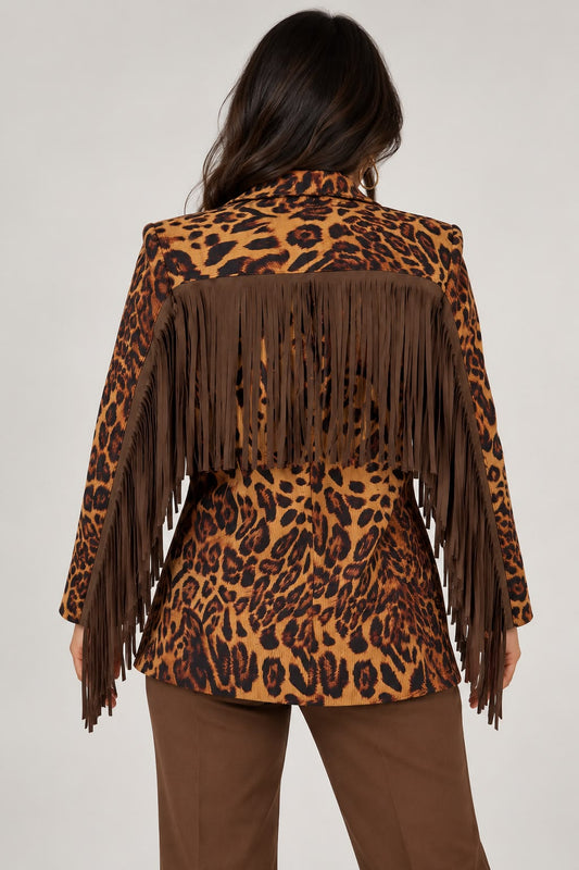 Giacca Animalier Con Frange
