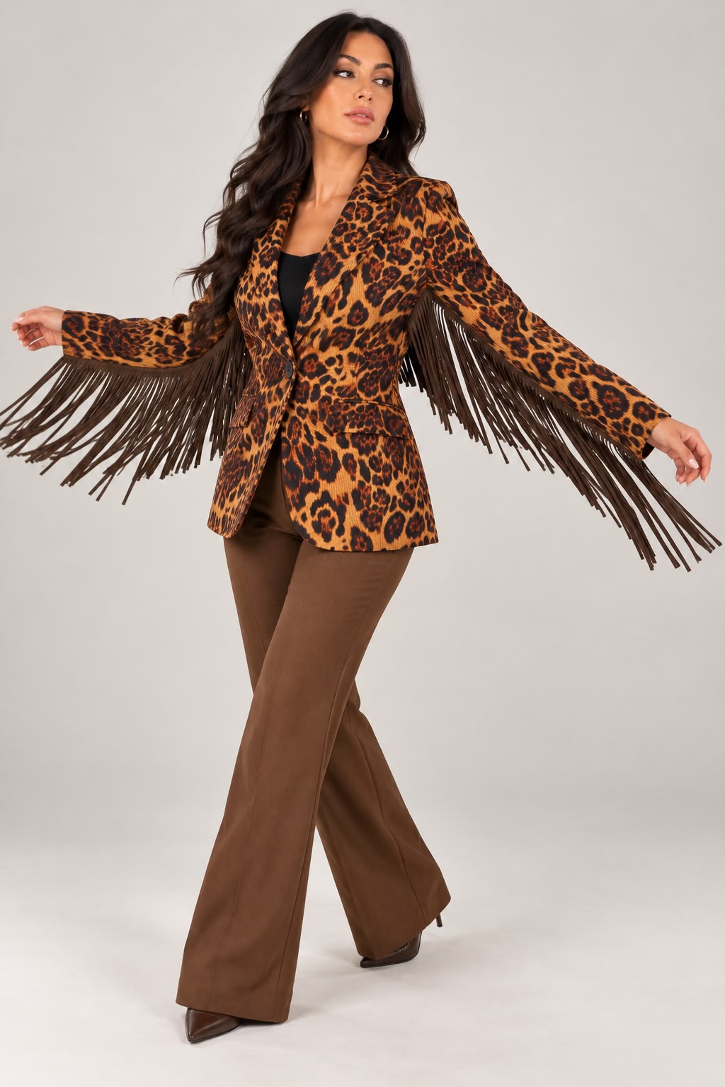 Giacca Animalier Con Frange