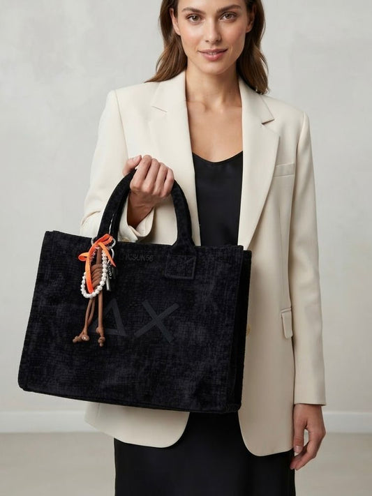 SUN68 Bag media in velluto nero
