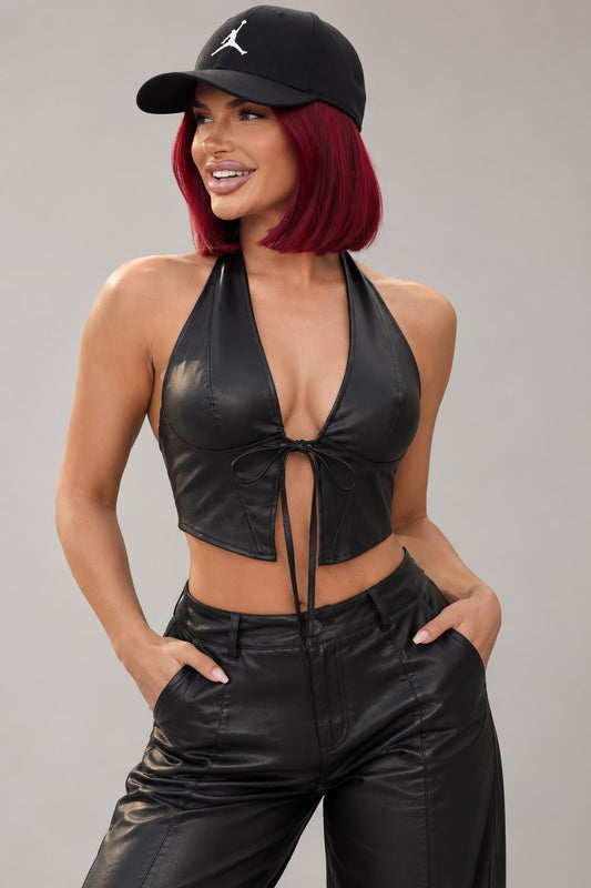 TOP Nero in Ecopelle